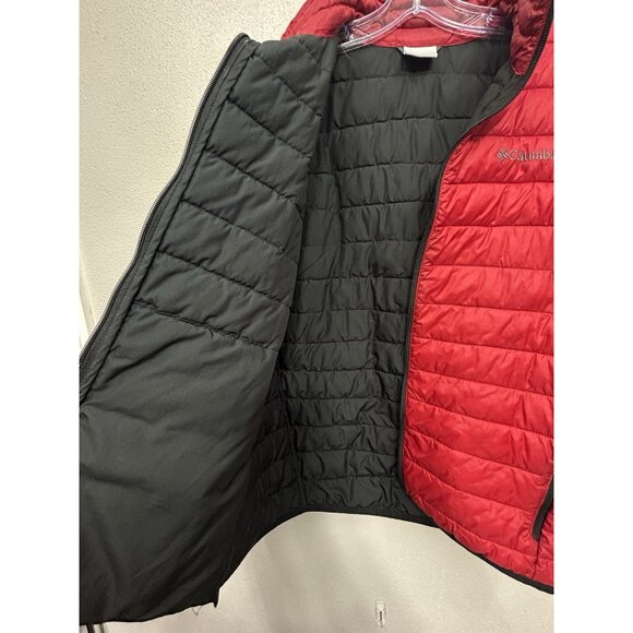 Columbia Puffer Jacket Mens Size Large Full Zip Insulated Red Preppy Outdoor - Picture 5 of 9